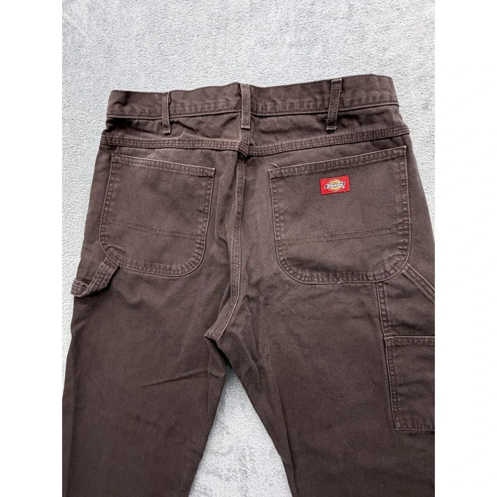 Dickies Pants Mens Measured 34x29 Brown Carpenter Relaxed Fit Canvas Pockets